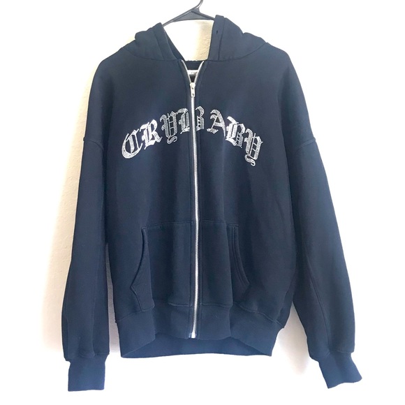 Cry Baby Hoodie Sweatshirt Crystal Embellished Old English Lettered 💕 - Picture 1 of 16